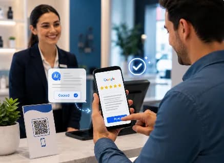 Customer pasting and posting a Google review in one tap